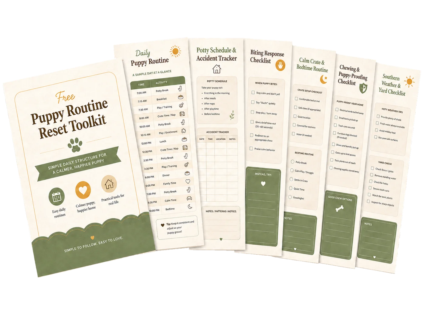 Preview of the Puppy Routine Reset Toolkit printable checklists