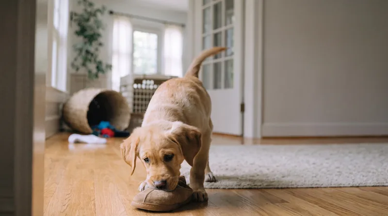Tucker, a yellow Labrador puppy